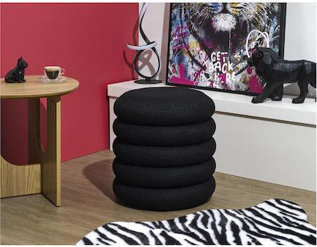 The Home Deco Factory Atom Σκαμπό Σαλονιού με Αποθηκευτικό Χώρο Επενδυμένο με Ύφασμα Μαύρο HD0426