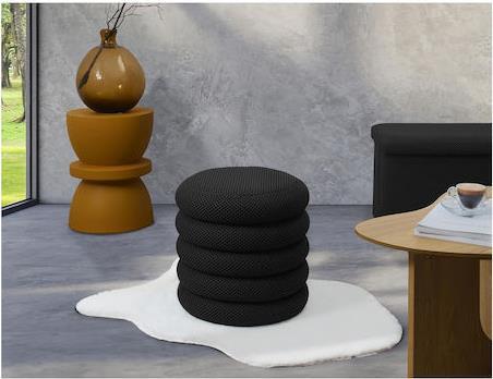 The Home Deco Factory Atom Σκαμπό Σαλονιού με Αποθηκευτικό Χώρο Επενδυμένο με Ύφασμα Μαύρο HD0426