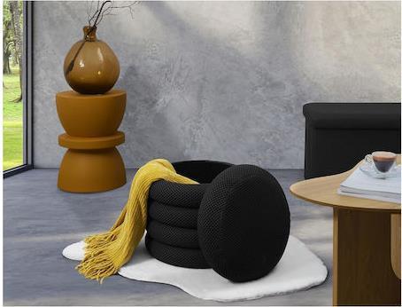 The Home Deco Factory Atom Σκαμπό Σαλονιού με Αποθηκευτικό Χώρο Επενδυμένο με Ύφασμα Μαύρο HD0426
