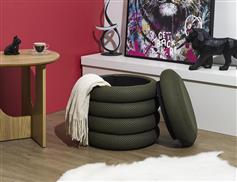 The Home Deco Factory Atom Σκαμπό Σαλονιού με Αποθηκευτικό Χώρο Επενδυμένο με Ύφασμα Πράσινο HD0427