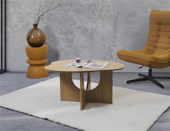 The Home Deco Factory Calypso Στρογγυλό Τραπεζάκι Σαλονιού Ξύλινο Μπεζ Μ80xΠ60xΥ42cm HD7388