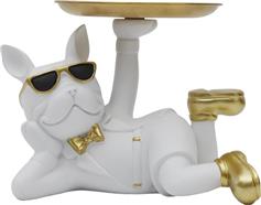 The Home Deco Factory Διακοσμητικό Σκυλάκι Πολυρητίνης Μπουλντόγκ με Δίσκο 27x17x18.2cm HD0155