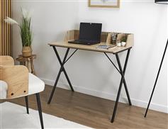 The Home Deco Factory Klaus Γραφείο Ξύλινο Μαύρο με Μεταλλικά Πόδια 90x50x84.5cm HD0380FS