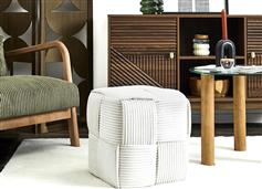 The Home Deco Factory Scott Πουφ Σκαμπό Μπεζ 36x36x38cm 346000070