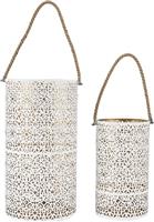 The Home Deco Factory Σετ Φαναράκια Μεταλλικά Επιτραπέζια Λευκά 2τμχ HD0037