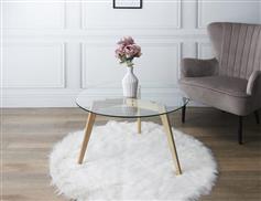 The Home Deco Factory Στρογγυλό Τραπεζάκι Σαλονιού από Γυαλί Διάφανο Μ80xΠ80xΥ45.5cm HD3800