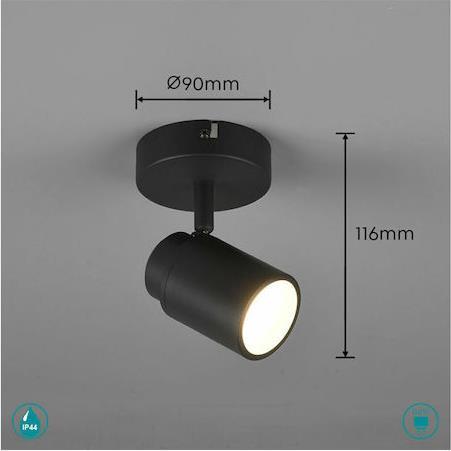 Trio Lighting Angelo Μονό Σποτ με Ντουί GU10 Μαύρο