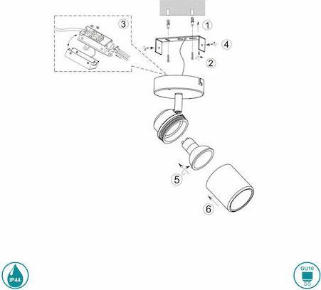 Trio Lighting Angelo Μονό Σποτ με Ντουί GU10 Μαύρο