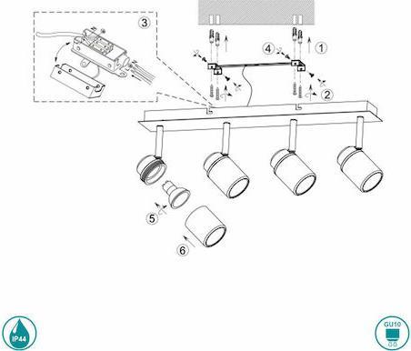 Trio Lighting Angelo Σποτ με 4 Φώτα και Ντουί GU10 Ασημί