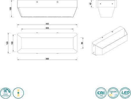 Trio Lighting Arino Μοντέρνο Φωτιστικό Τοίχου με Ενσωματωμένο LED και Θερμό Λευκό Φως Μαύρο Π35cm