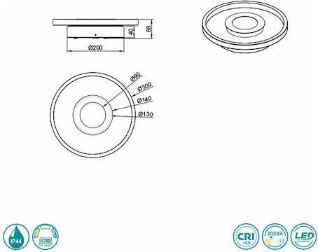 Trio Lighting Ascari Μοντέρνα Μεταλλική Πλαφονιέρα Οροφής με Ενσωματωμένο LED Ασημί 30cm