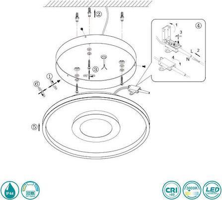 Trio Lighting Ascari Μοντέρνα Μεταλλική Πλαφονιέρα Οροφής με Ενσωματωμένο LED Ασημί 30cm