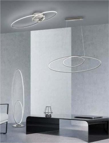 Trio Lighting Avus Μοντέρνα Μεταλλική Πλαφονιέρα Οροφής με Ενσωματωμένο LED Ασημί 90cm