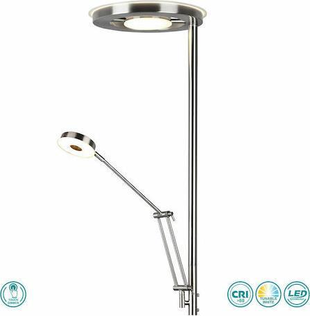 Trio Lighting Barrie Μοντέρνο LED Φωτιστικό Δαπέδου με Ρυθμιζόμενο Λευκό Φως Ασημί Υ181xΜ30cm