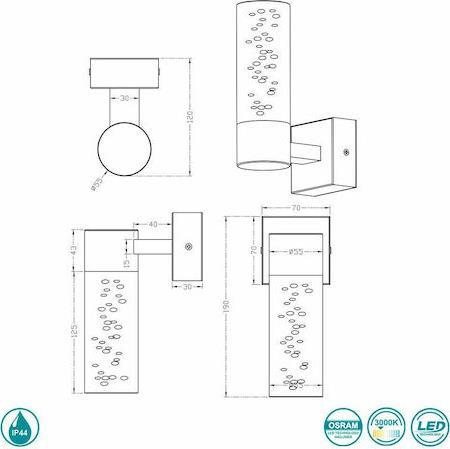 Trio Lighting Bolsa Μοντέρνο Φωτιστικό Τοίχου με Ενσωματωμένο LED και Θερμό Λευκό Φως Ασημί Π7cm
