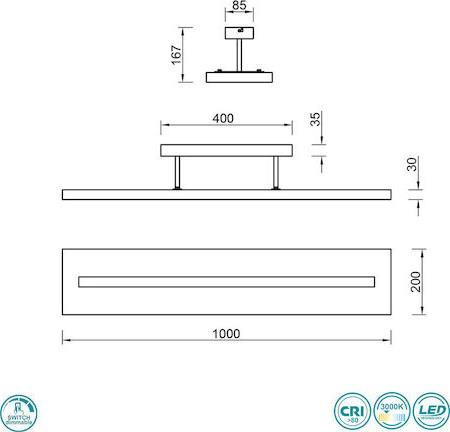 Trio Lighting Brad Μοντέρνα Ξύλινη Πλαφονιέρα Οροφής με Ενσωματωμένο LED Καφέ 100cm