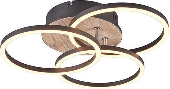 Trio Lighting Circle Μοντέρνα Ξύλινη Πλαφονιέρα Οροφής με Ενσωματωμένο LED σε Μαύρο χρώμα 43.5cm R62823135