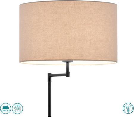 Trio Lighting Claas Μοντέρνο Φωτιστικό Δαπέδου με Ντουί για Λαμπτήρα E27 Μαύρο Υ160xΜ40cm