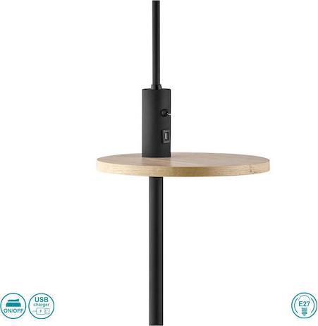 Trio Lighting Claas Μοντέρνο Φωτιστικό Δαπέδου με Ντουί για Λαμπτήρα E27 Μαύρο Υ160xΜ40cm