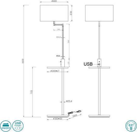 Trio Lighting Claas Μοντέρνο Φωτιστικό Δαπέδου με Ντουί για Λαμπτήρα E27 Μαύρο Υ160xΜ40cm