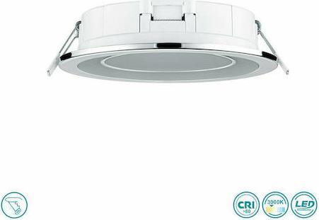 Trio Lighting Core Στρογγυλό Πλαστικό Χωνευτό Σποτ με Ενσωματωμένο LED και Θερμό Λευκό Φως 10W Ασημί 14.8x2cm
