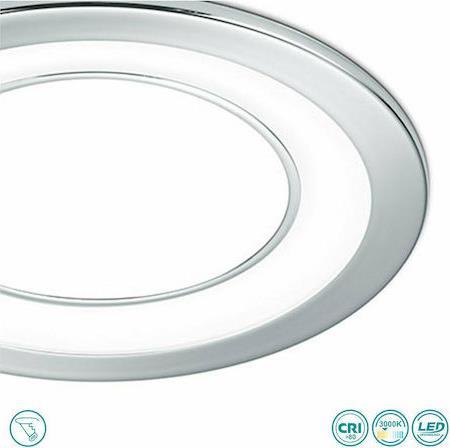 Trio Lighting Core Στρογγυλό Πλαστικό Χωνευτό Σποτ με Ενσωματωμένο LED και Θερμό Λευκό Φως 10W Ασημί 14.8x2cm