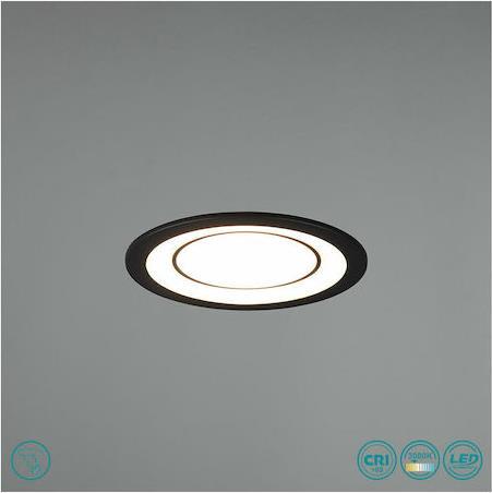 Trio Lighting Core Στρογγυλό Πλαστικό Χωνευτό Σποτ με Ενσωματωμένο LED και Θερμό Λευκό Φως Μαύρο 14.8x2cm
