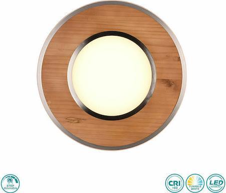 Trio Lighting Deacon Μοντέρνα Μεταλλική Πλαφονιέρα Οροφής με Ενσωματωμένο LED Καφέ 50cm
