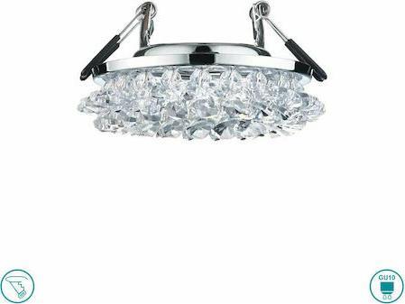 Trio Lighting Dolomite Στρογγυλό Κρυστάλλινο Χωνευτό Σποτ με Ντουί GU10 Ασημί 9x9cm