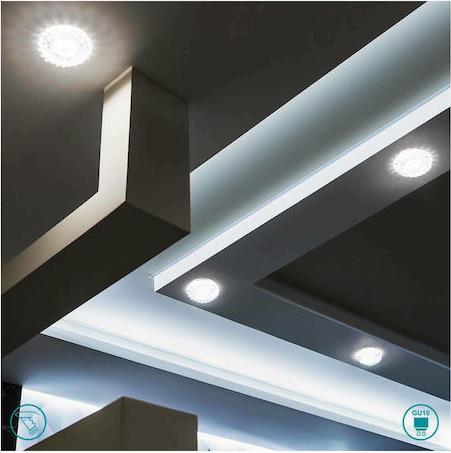 Trio Lighting Dolomite Στρογγυλό Κρυστάλλινο Χωνευτό Σποτ με Ντουί GU10 Ασημί 9x9cm