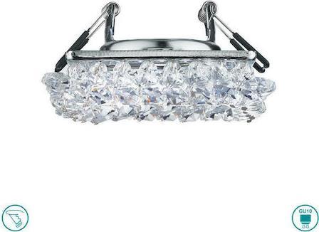 Trio Lighting Dolomite Τετράγωνο Μεταλλικό Χωνευτό Σποτ με Ντουί GU10 Ασημί 10x10cm