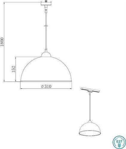 Trio Lighting DUOline Κλασικό Κρεμαστό Φωτιστικό Μονόφωτο με Ντουί E27 Μαύρο