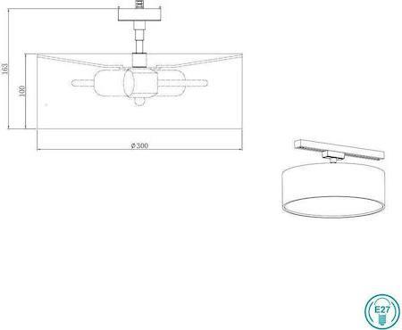 Trio Lighting DUOline Μοντέρνα Υφασμάτινη Πλαφονιέρα Οροφής με Ντουί E27 Γκρι