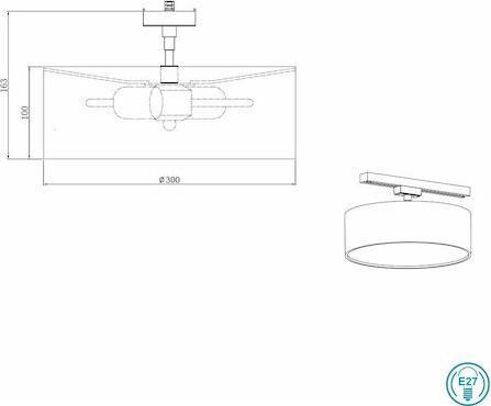 Trio Lighting DUOline Μοντέρνα Υφασμάτινη Πλαφονιέρα Οροφής με Ντουί E27 Λευκή