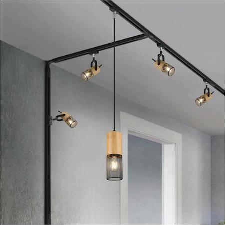 Trio Lighting DUOline Μοντέρνο Κρεμαστό Φωτιστικό Μονόφωτο με Ντουί E27 Μαύρο