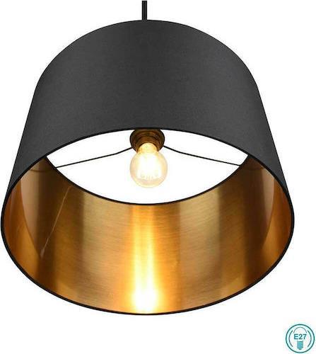 Trio Lighting DUOline Μοντέρνο Κρεμαστό Φωτιστικό Μονόφωτο Ράγα με Ντουί E27 Μαύρο