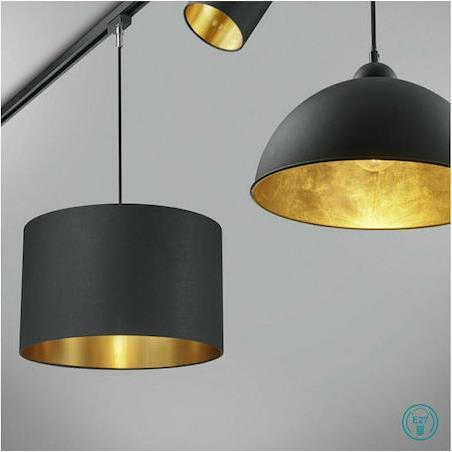 Trio Lighting DUOline Μοντέρνο Κρεμαστό Φωτιστικό Μονόφωτο Ράγα με Ντουί E27 Μαύρο