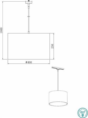Trio Lighting DUOline Μοντέρνο Κρεμαστό Φωτιστικό Μονόφωτο Ράγα με Ντουί E27 Μαύρο