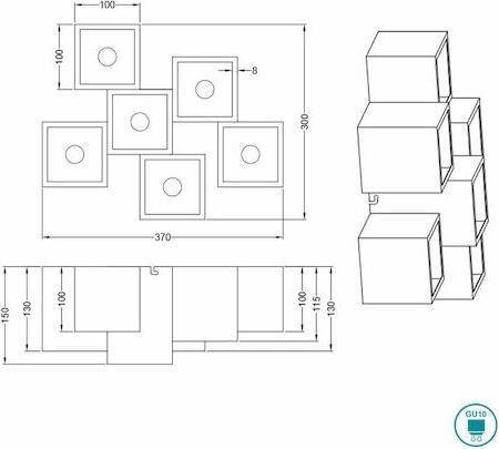 Trio Lighting Fernando Σποτ με 6 Φώτα και Ντουί GU10 Μαύρο