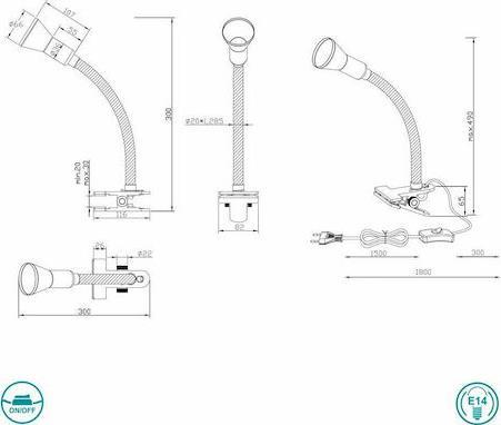 Trio Lighting Flexo Φωτιστικό Γραφείου με Εύκαμπτο Βραχίονα και Κλιπ Λευκό