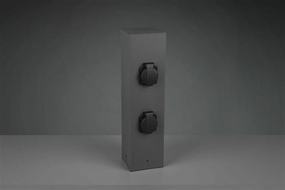 Trio Lighting Garden Διπλή Επιδαπέδια Πρίζα Ρεύματος Κήπου Στεγανή Μαύρη 40x10x10cm 9964-42