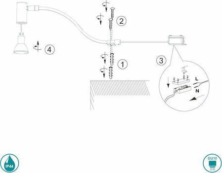 Trio Lighting Giada Μοντέρνο Φωτιστικό Τοίχου με Ντουί GU10 Ασημί