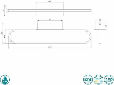 Trio Lighting Gianni Κλασικό Φωτιστικό Τοίχου με Ενσωματωμένο LED και Θερμό Λευκό Φως Μαύρο Π60cm