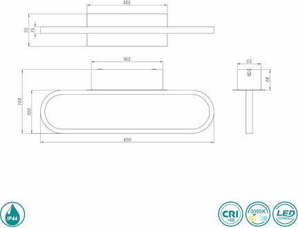 Trio Lighting Gianni Μοντέρνο Φωτιστικό Τοίχου με Ενσωματωμένο LED και Θερμό Λευκό Φως Μαύρο 40cm