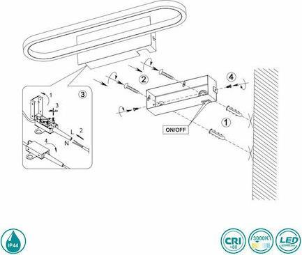 Trio Lighting Gianni Μοντέρνο Φωτιστικό Τοίχου με Ενσωματωμένο LED και Θερμό Λευκό Φως Μαύρο 40cm
