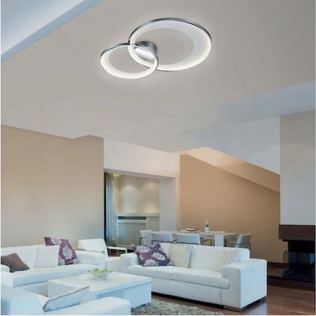 Trio Lighting Granada Μοντέρνα Μεταλλική Πλαφονιέρα Οροφής με Ενσωματωμένο LED Ασημί 85cm