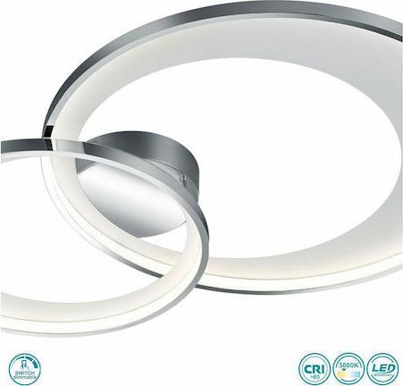 Trio Lighting Granada Μοντέρνα Μεταλλική Πλαφονιέρα Οροφής με Ενσωματωμένο LED Ασημί 85cm
