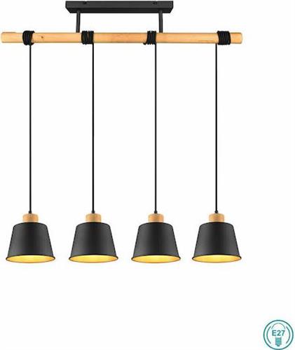 Trio Lighting Harris Μοντέρνο Κρεμαστό Φωτιστικό Πολύφωτο Ράγα με 4 Λαμπτήρες E27 Μαύρο