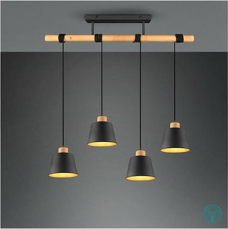Trio Lighting Harris Μοντέρνο Κρεμαστό Φωτιστικό Πολύφωτο Ράγα με 4 Λαμπτήρες E27 Μαύρο