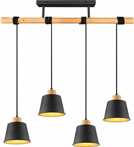 Trio Lighting Harris Μοντέρνο Κρεμαστό Φωτιστικό Πολύφωτο Ράγα με 4 Λαμπτήρες E27 Μαύρο